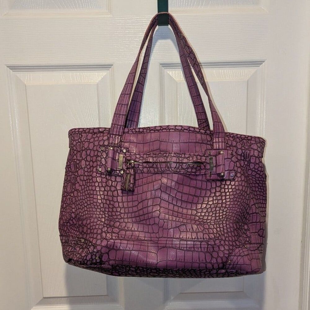 Y2K Glam Purple Croc Embossed Tote Jessica Simpson Statement Piece Purse Boho‎